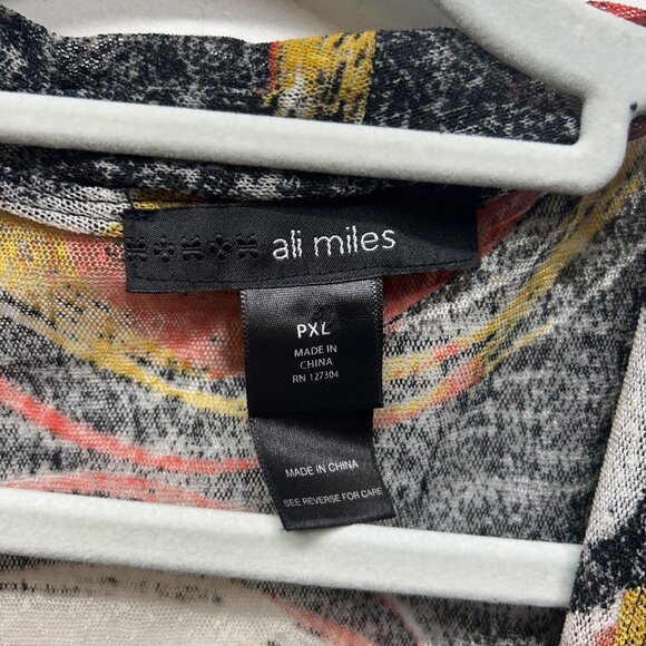 Ali Miles Colorful Swirl Print Open Front Cardigan XL Lightweight Knit - Picture 4 of 10